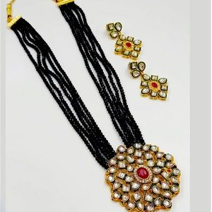Indian long kundan long necklace and Earrings